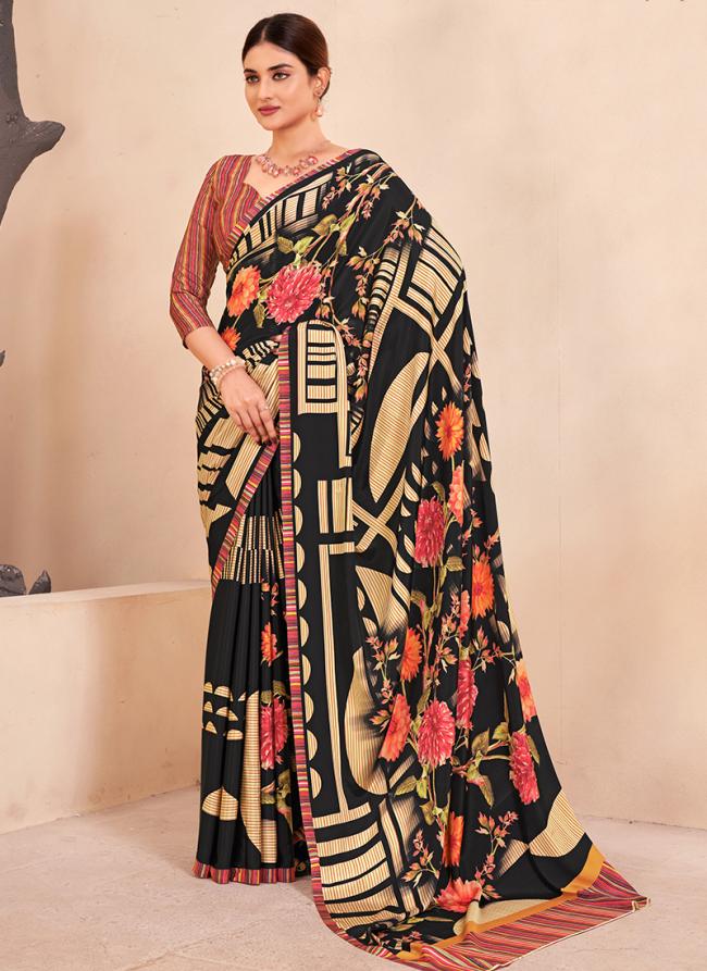 Crepe Soft Silk Multi Colour Casual Wear Printed Saree